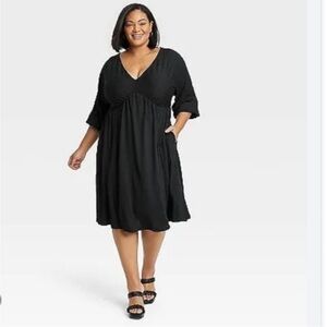 Ava & Viv Black 3/4 Sleeve Midi Dress